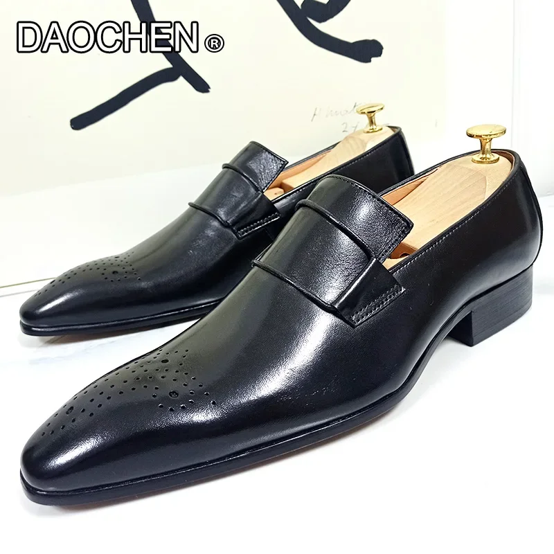 LUXURY BRAND LOAFERS MEN SHOES BLACK WHITE COFFEE CASUAL MENS DRESS SHOES WEDDING OFFICE MAN SHOE LEATHER SHOES FOR MEN