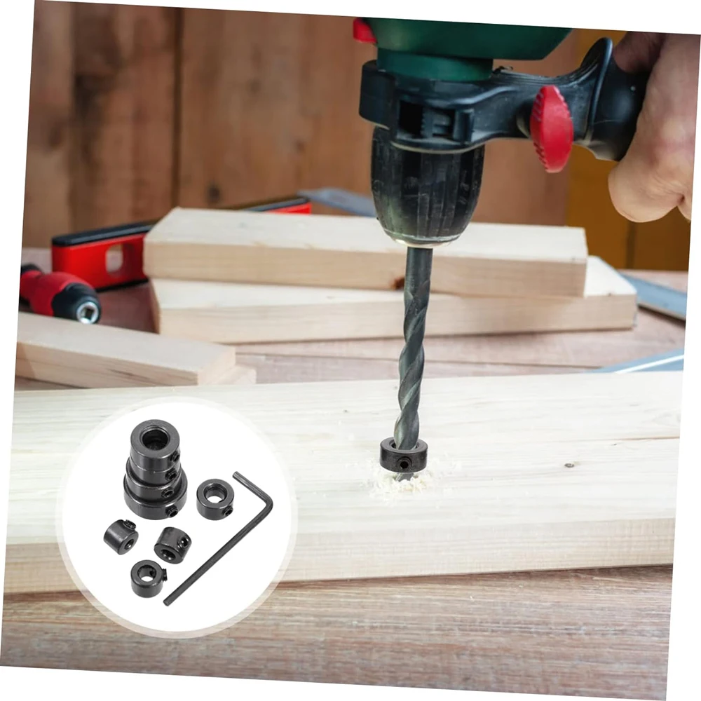 Neue Bohrer Tiefe Stop Bit Kragen Set Einstellbare Stellungs Grenze Ring Inbusschlüssel Straffen Stopper Set-Schrauben Holzbearbeitung Werkzeug – Detail 12
