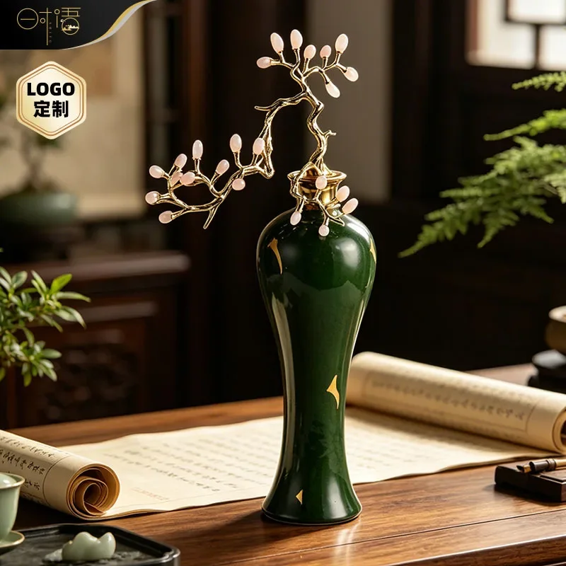 DSA new Chinese living room vase ornament high-end light luxury amethyst flower decorative ceramic handicrafts new house gifts