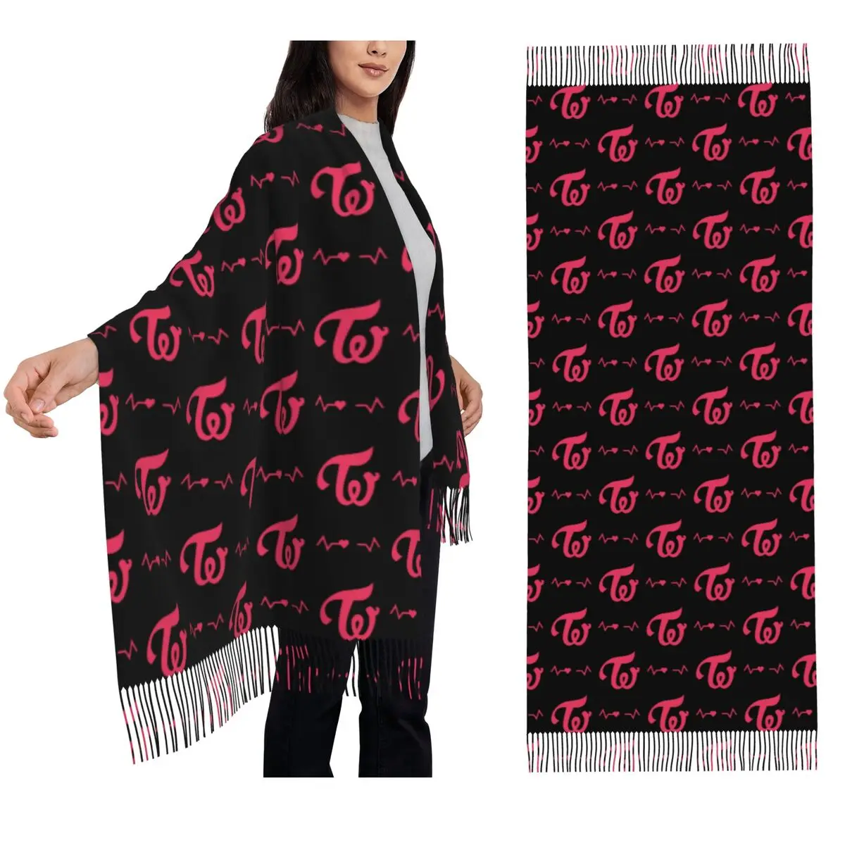 

Once Twice Kpop Fan Scarf Tassel Scarves for Women Soft Warm Shawls and Wraps Large Fall Winter Shawl Wrap