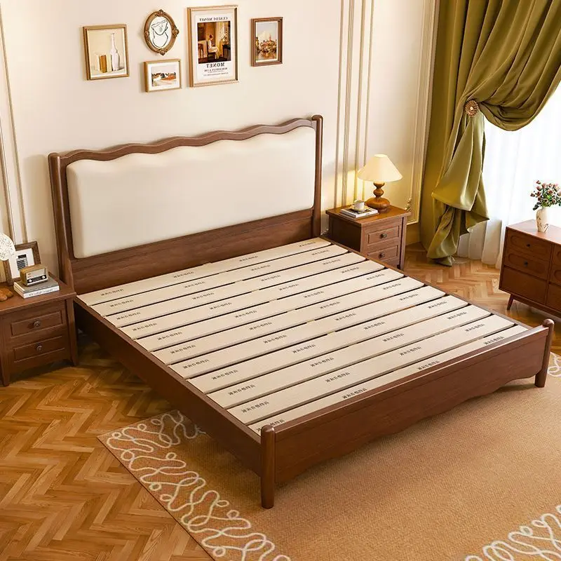 

Solid wood bed, Nordic, retro, double, Korean, wave, medieval, French