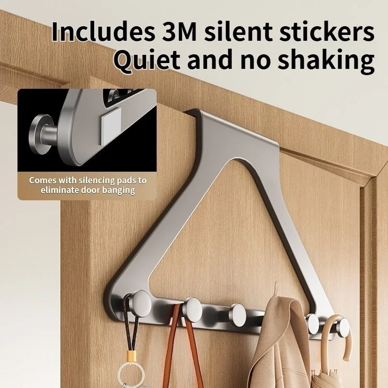 1pc Home Storage Bathroom Door Hanger Clothes Hanging Rack Over The Door Plastic Organization Hooks, Purse Holder For Bags Rails view 3