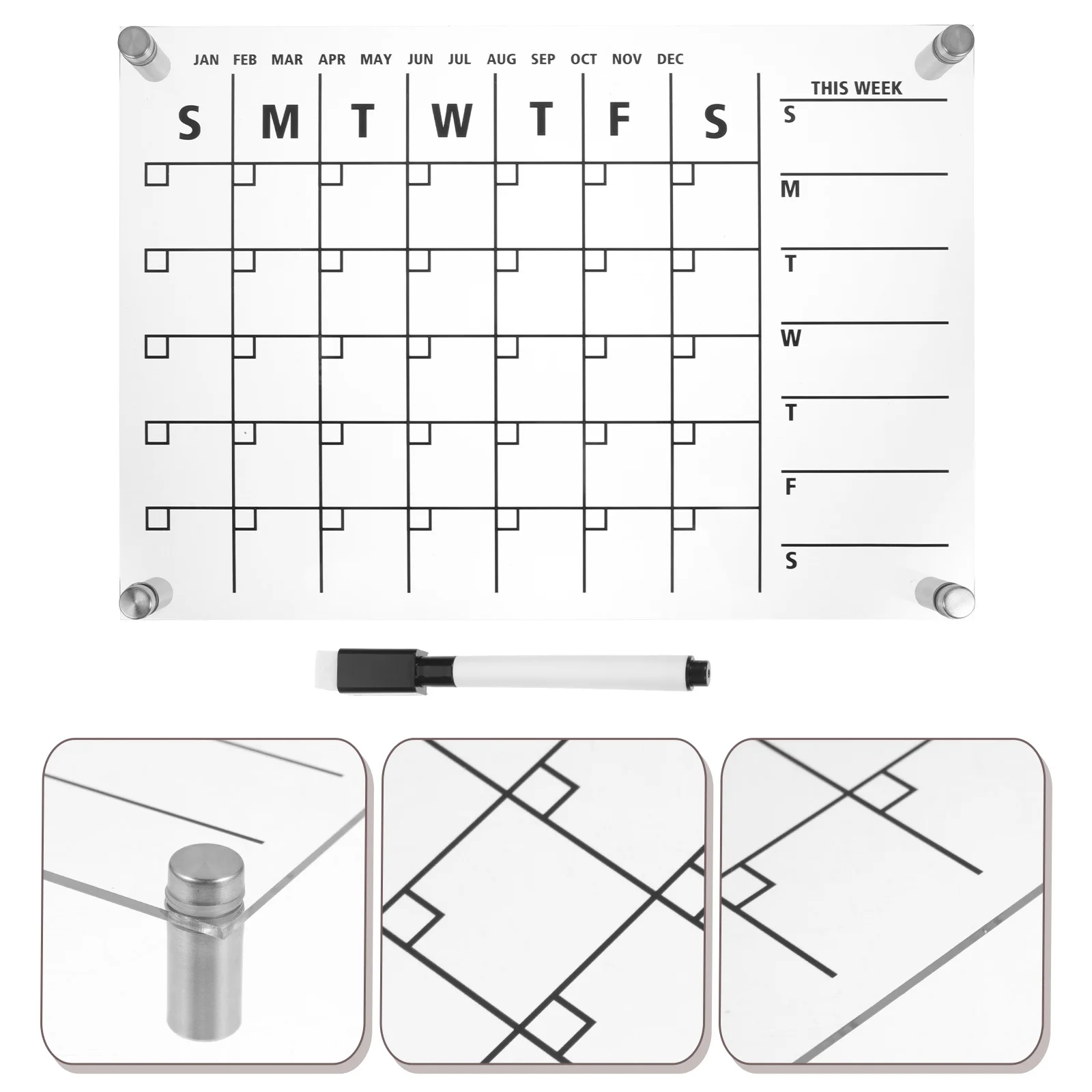 1 Set Acrylic Dry Erase Board Clear Whiteboard For Fridge Desk Wall Home Office Weekly Planning Message Board Organizer Calendar