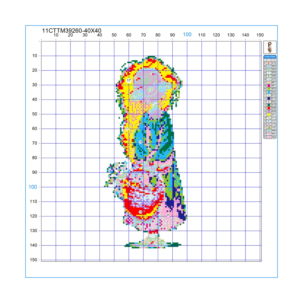 1 Stück 40x40 cm/15,74 Zoll, 11Ct/14Ct Kreuzstich-Set, DIY Valentinstagsgeschenk, Stickerei-Set für Festivals, Tiermotiv – Detail 2