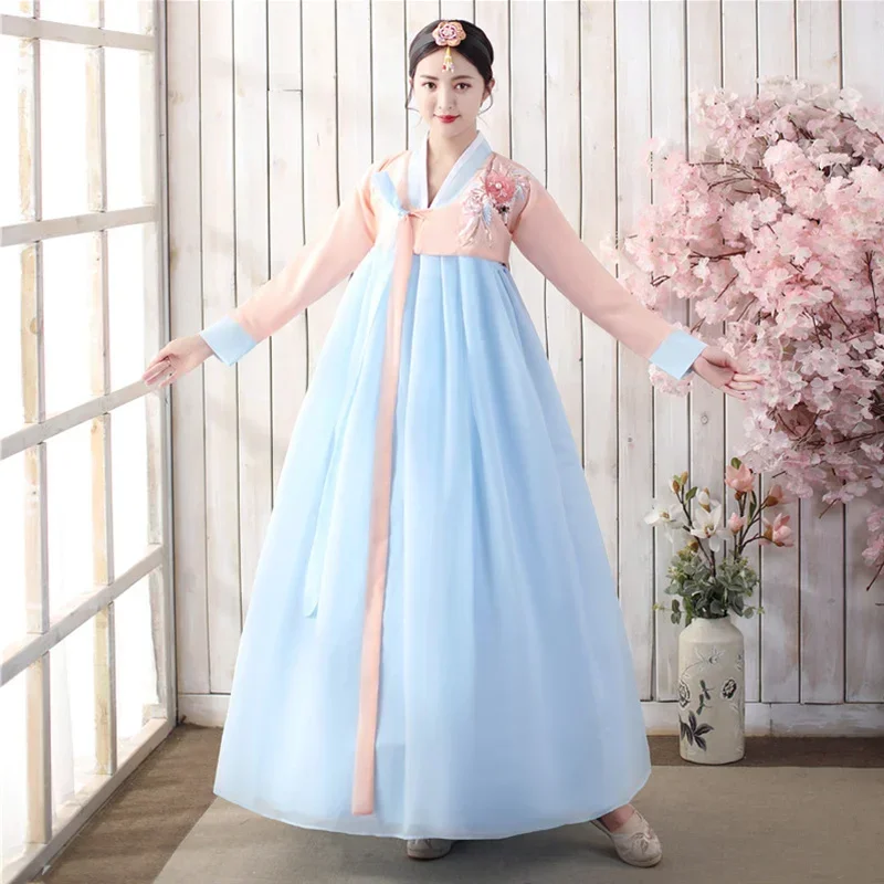 Vestido hanbok coreano para mulheres, traje de dança de palco tradicional antigo, roupas asiáticas, palácio feminino, pano de dança de casamento coreano