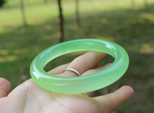 Natural Little Green Agate Hand-carved Bracelet Real Jade Bangles Jadeite Jewelry Lucky Accessories