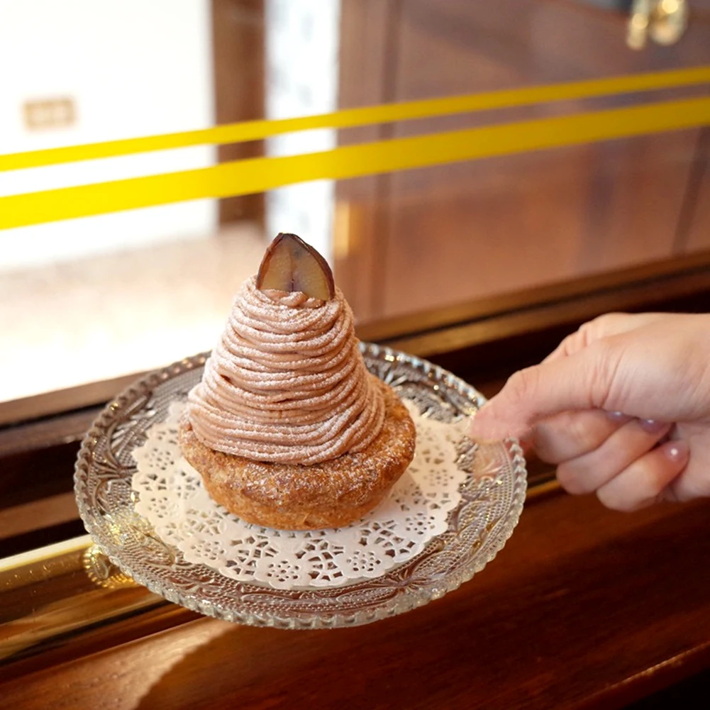 كعكة طبق تقديم الحلوى خمر الزجاج الشفاف تنقش أطباق عشاء سعة كبيرة الفضاء توفير وجبة خفيفة صينية للفاكهة لوازم المطبخ #5