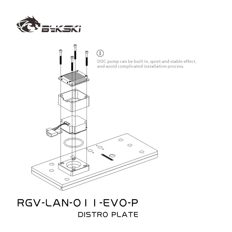 Placa de Distribución Acrílica Bykski / Reservorio para Caja de PC LIAN LI O11 EVO / Sistema de Refrigeración por Agua / Bomba DDC Combinada / RGV-LAN-O11-EVO-P