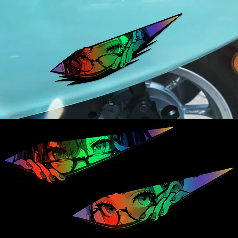 

1 шт. голографическая наклейка на автомобиль с глазами аниме, модная наклейка в стиле манга, уникальные автомобильные стильные аксессуары