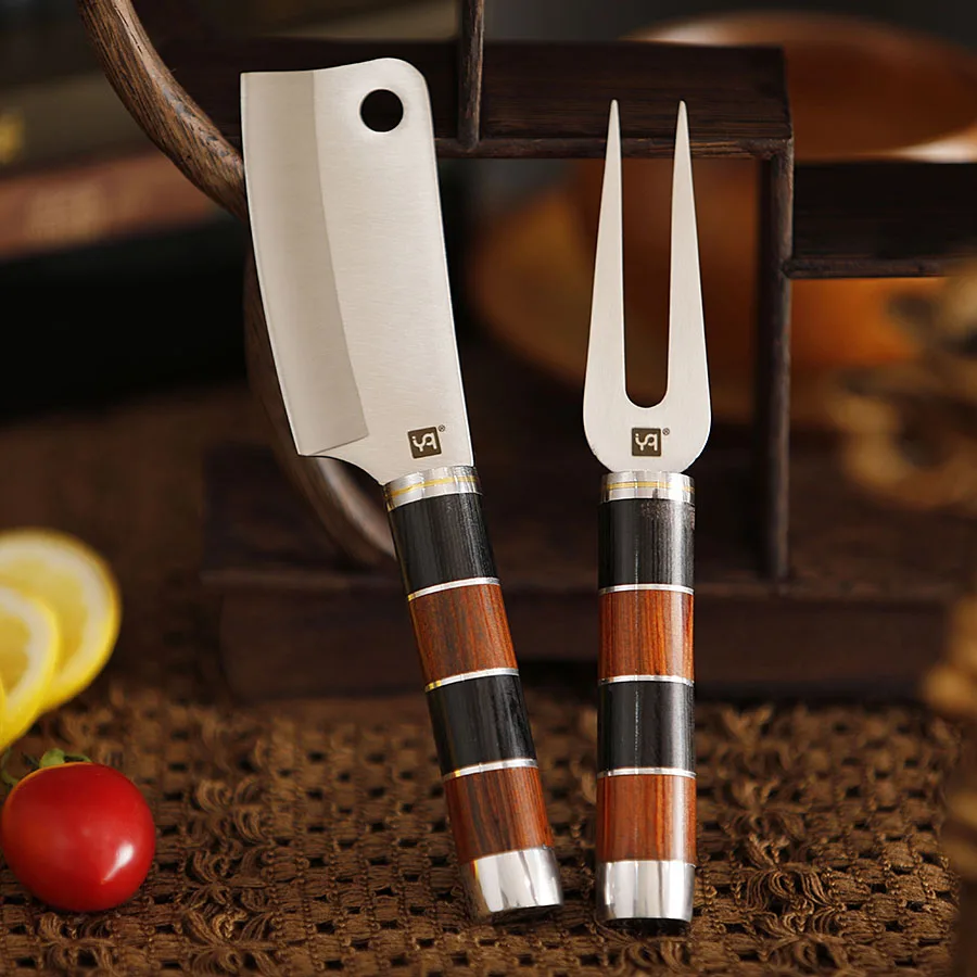 YIQI Knife Fork Set 420J2 Blade Paring Knife Durable Wood Handle Bar Kitchen Stainless Steel kitchenware Peeling Knives DIY Tool