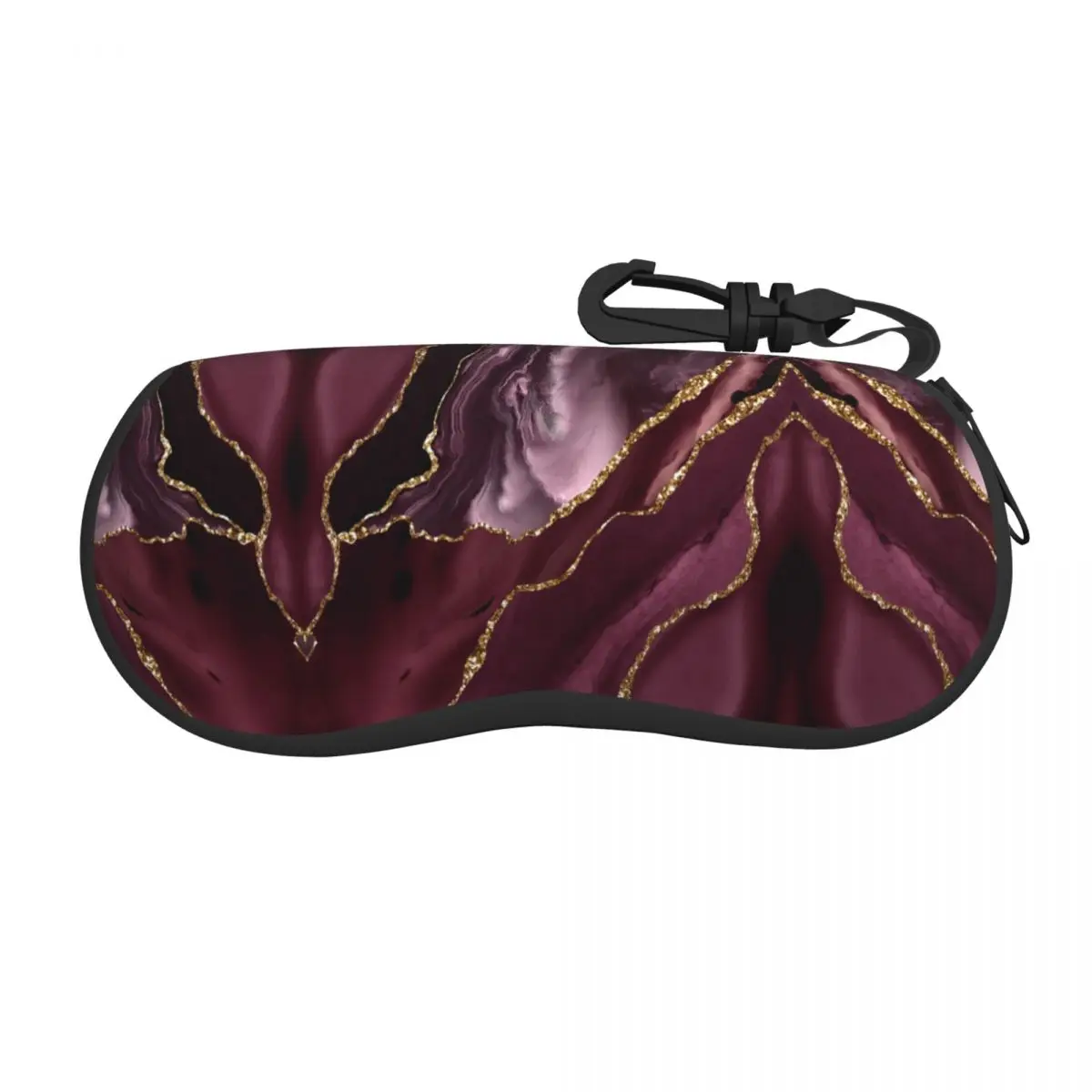 Burgundy Maroon Geode Agate Shell Eyeglasses Case Women Men Cute Marble Texture Glasses Case Sunglasses Box Pouch