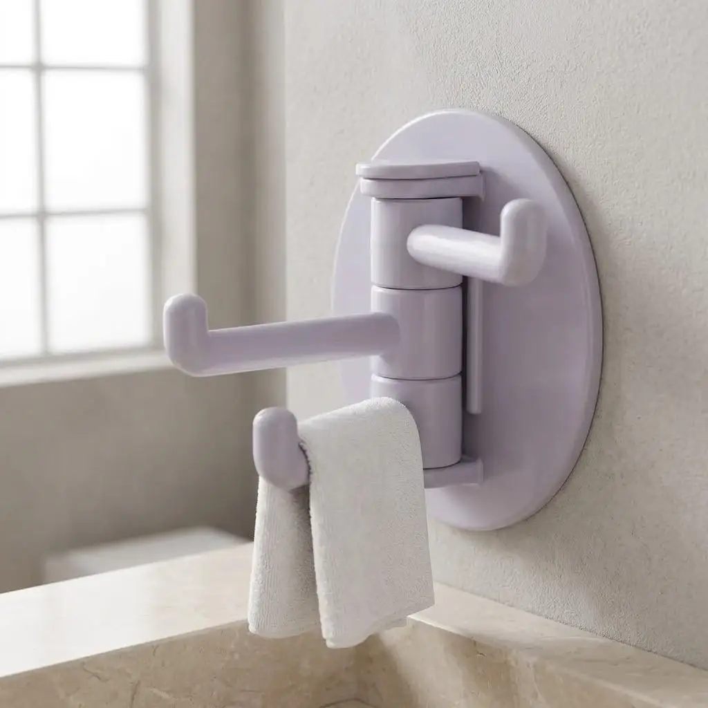 Rotary Wall Hook ABS Plastic Strong Multi Fold Swing Arm Self Adhesive Universal Hanger for Keys Towels Home Decor