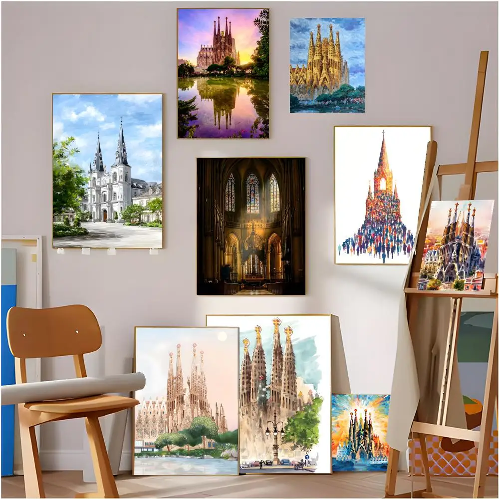 Póster de la Sagrada Familia, arte moderno, póster decorativo para pared de baño, impermeable, sin marco, regalo decorativo