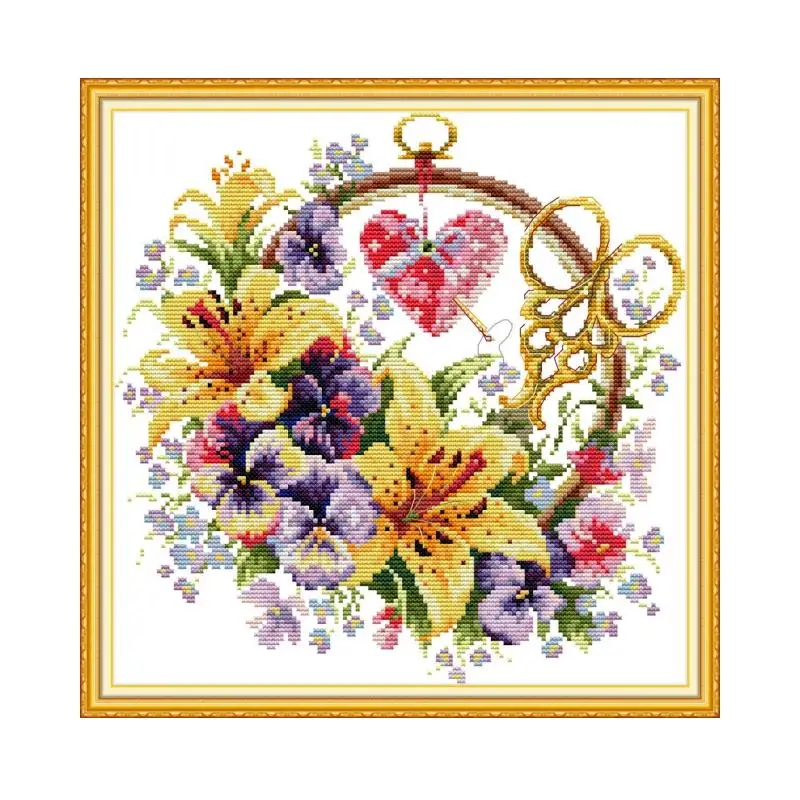 Joy sunday printed cross stitch kits Flower pattern DIY cross stitch kits embroidery needlework sets  cross stitch accessories