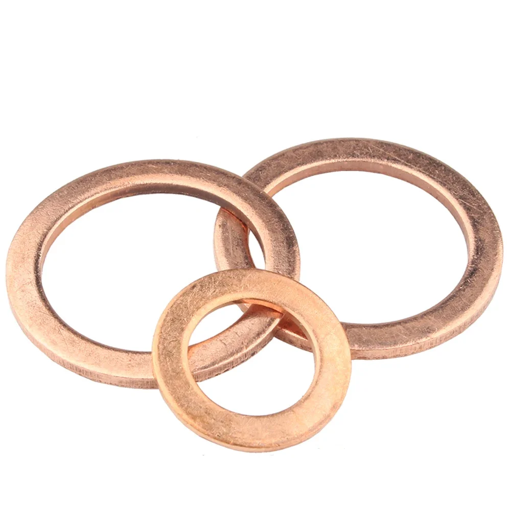 10-50Pcs M5 M6 M8 M10 M12 M14 M16 M18 M20 M22 Solid Copper Washer Shim Flat Ring Gasket Rings Seal Plain Spacer Washers