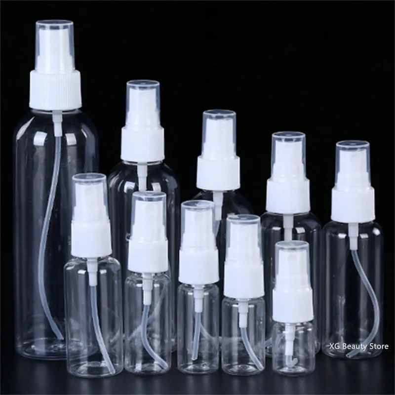 10/50PCS 10ml 20ml 30ml 50ml 100ml Plastic Refillable Bottle Perfume Bottle Atomizer Empty Spray Bottle Portable Travel Tool