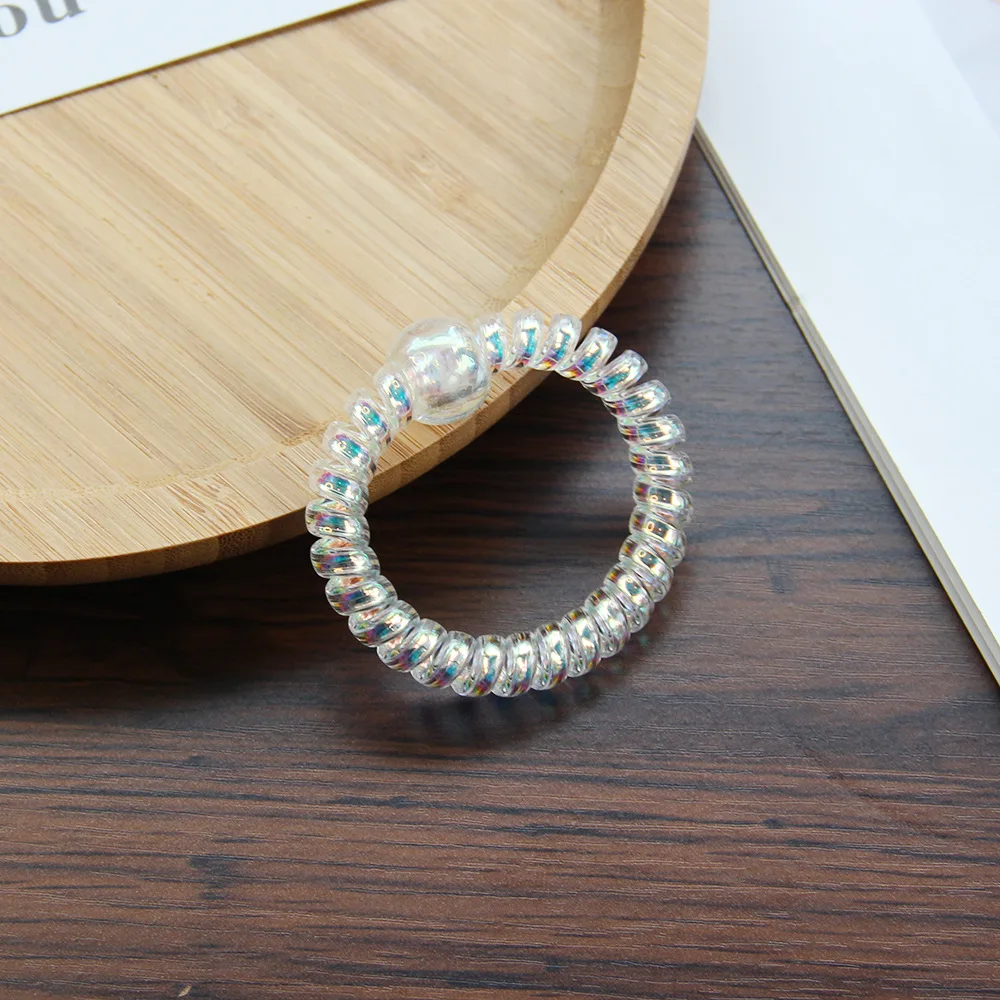 

Mermaid Spiral Hair Ties 3pcs Glitter TPU Scrunchies No Dent Hair Bands for Women Thick Hair Yoga Party Accessories