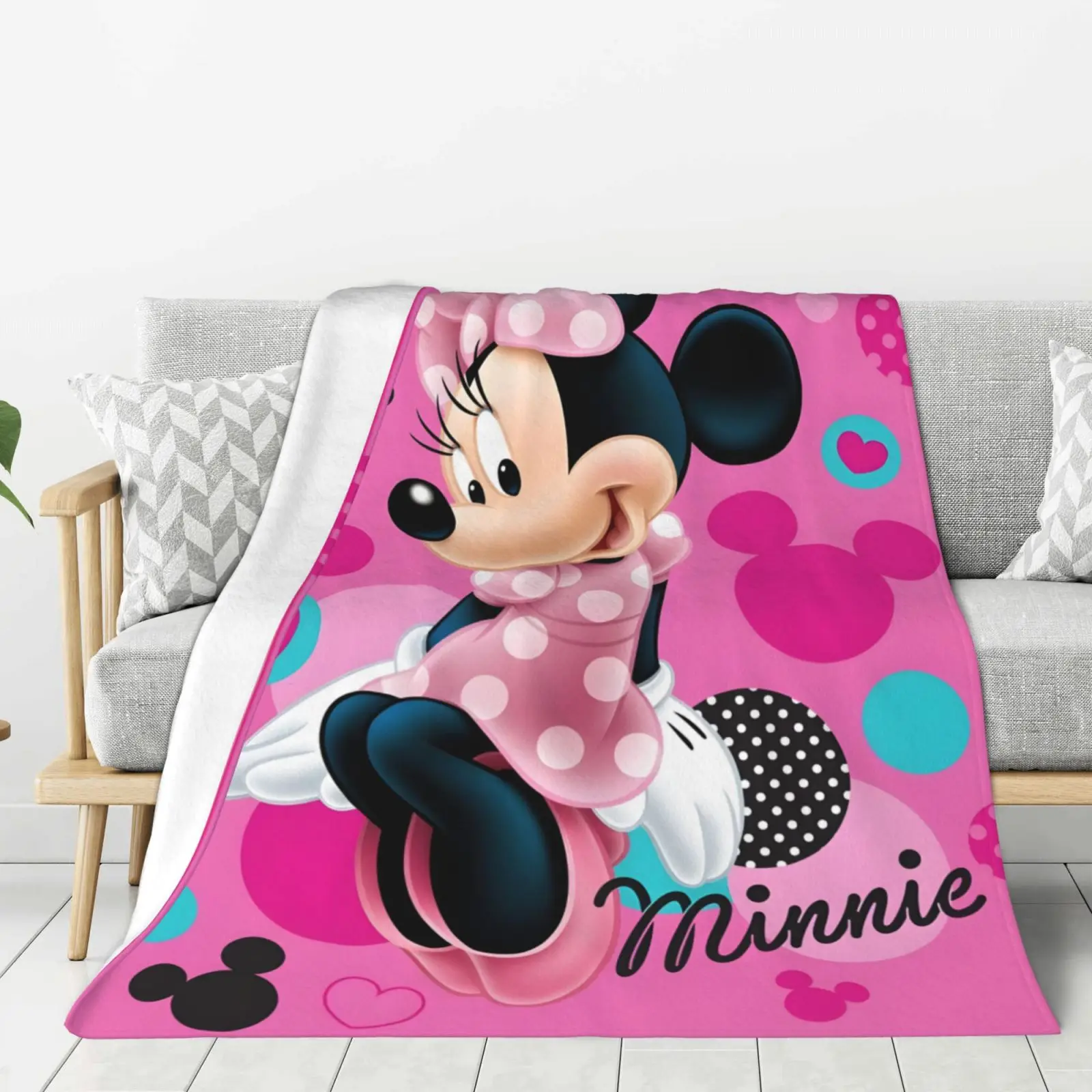 Manta de M-minnie Mouse de Disney para niña, manta suave y esponjosa de tamaño King para niño y adulto, manta de descanso para sofá cama, regalo de viaje, 4 estaciones
