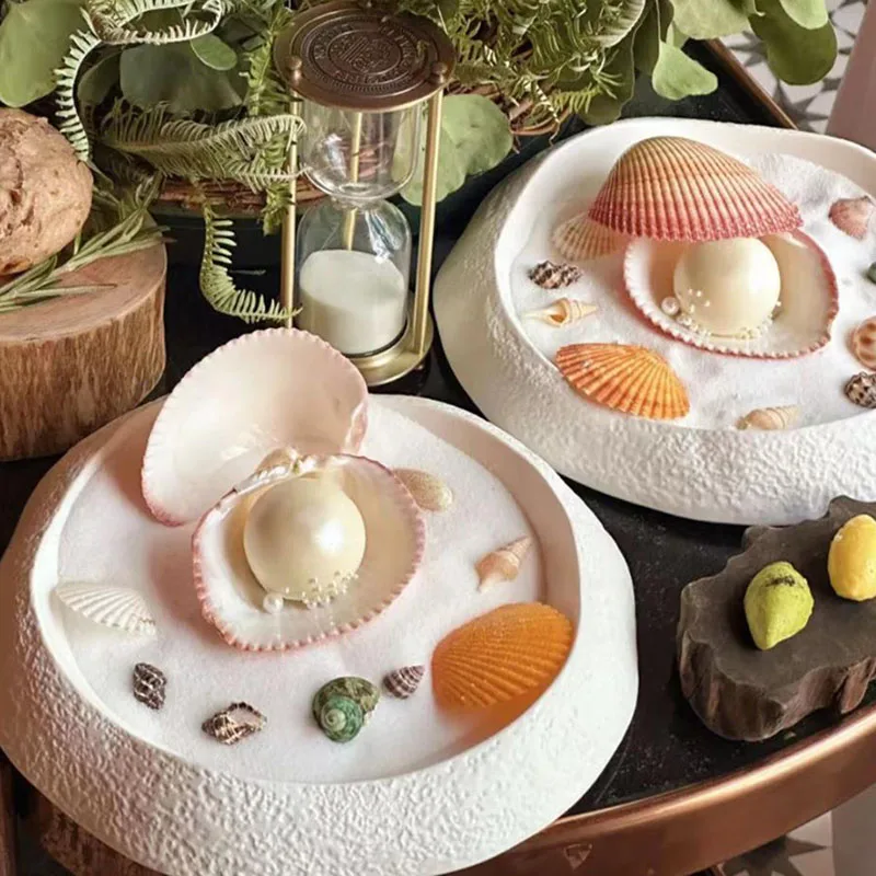 Creative Ceramic Plate Modern Irregularity Western Restaurant Spaghetti Plates Stone Texture Decorative Desktop Dessert Dish