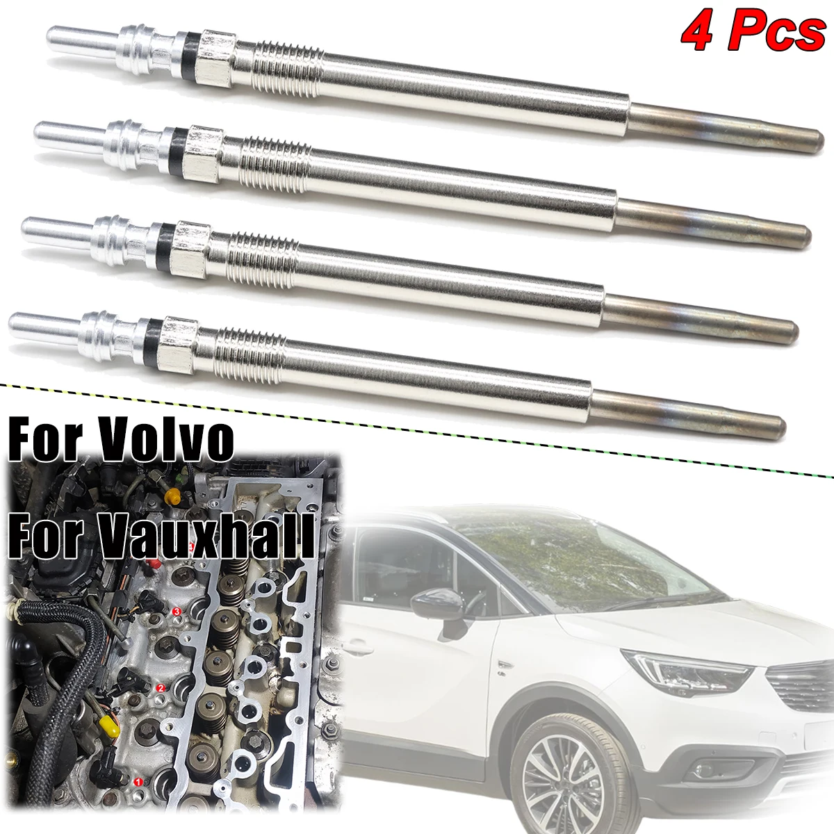 

5V Diesel Heater Glow Plugs 30725678 3646409 For Volvo C30 S40 S60 S80 V40 V50 V60 V70 Vauxhall Crossland X Grandland X Vivaro