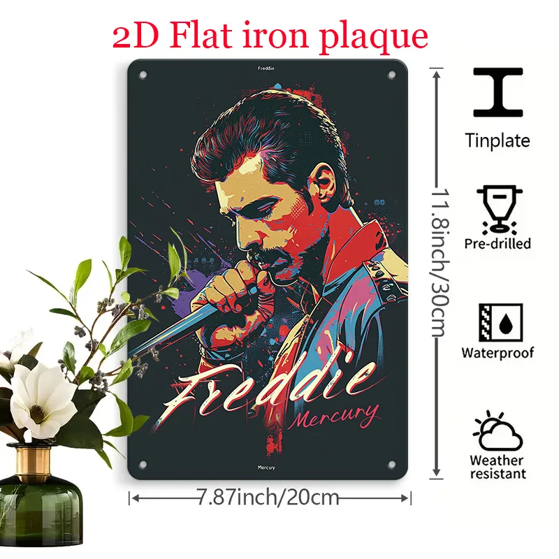 Freddie for Concert Themed Metal Iron Sign, , Featuring Rock Legend Element, Stylish and Artistic, Suitable Home Decor, Office B