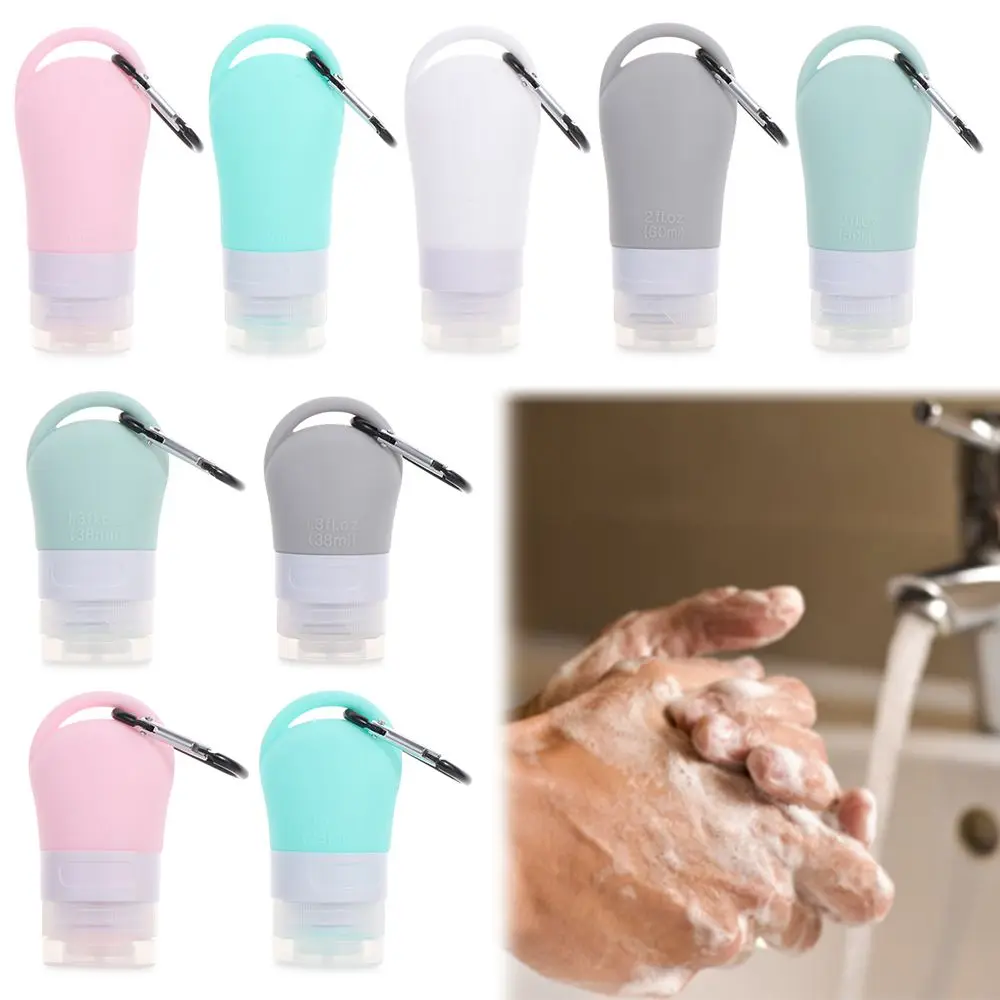 Travel Bottle Leakproof Silicone Refillable Squeezable Travel Tube with Keychain Hook for Cosmetic Toiletry Shampoo