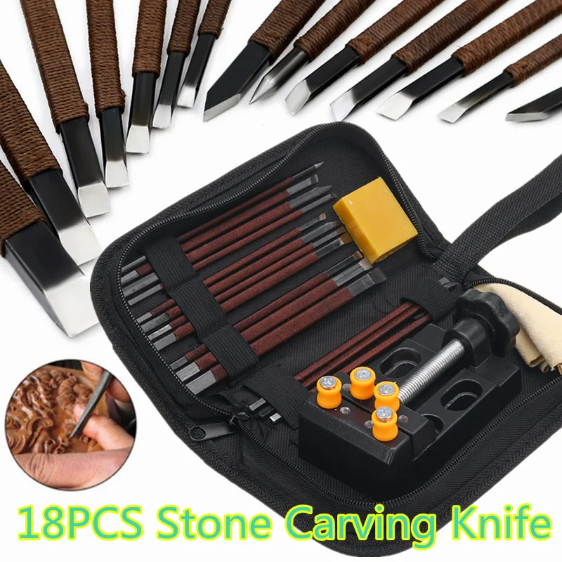 

18x Carving Graver Chisel Stone Seal Craft Wood Carving Tools Artists Engraving