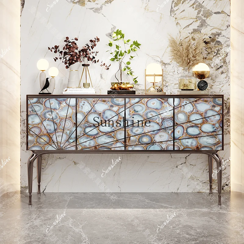 Italian light luxury dining side cabinet villa high-end living room entrance cabinet  FT