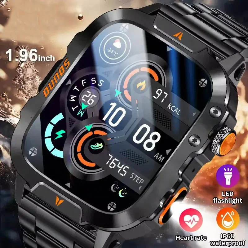 

Новые военные умные часы для мужчин и женщин, спортивные часы с трекером на открытом воздухе, светодиодный фонарик, Bluetooth-вызов, мужские умные часы для Android iOS