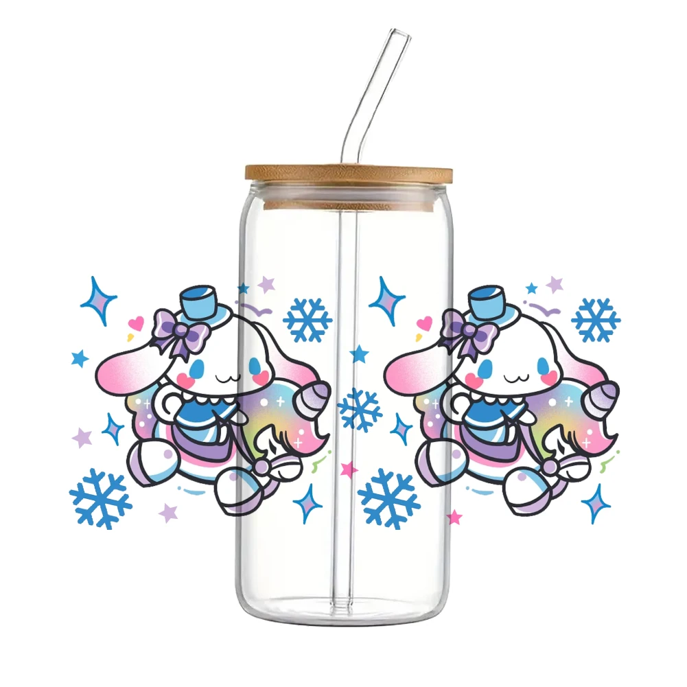 Sanrio Cinnamoroll 16OZ UV DTF Cup Wraps Transfer Sticker For Glass Libbey Can Bottle Selfadhesive Washable DIY Custom