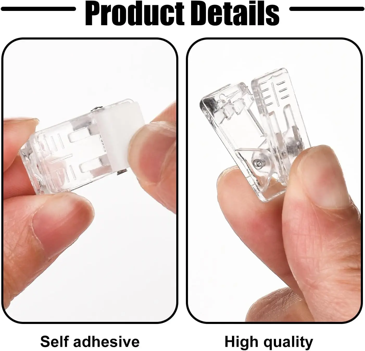 Auto-adesivo plástico transparente clipes de parede, pegajoso pendurado foto clipes, pôster clipes para Office Home, 10 PCs, 20 PCs, 30PCs
