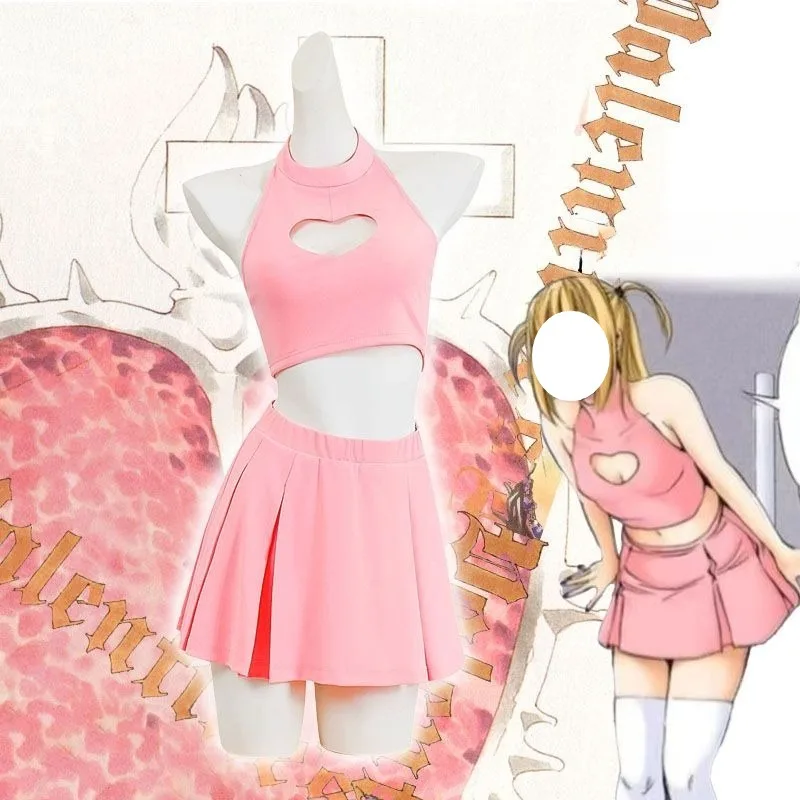

Anime MisaMisa Costume Death Cosplay Note Pink Love Dress Singlet Skirt JK Uniform Full Set Sweet Clolthes Swimwear for Women