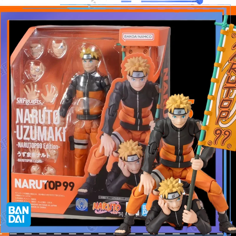 In stock Genuine Bandai Original S.H.FIGUARTS NARUTO UZUMAKI -NARUTOP99 EDITION-   Anime action figure assembly toy gift collec