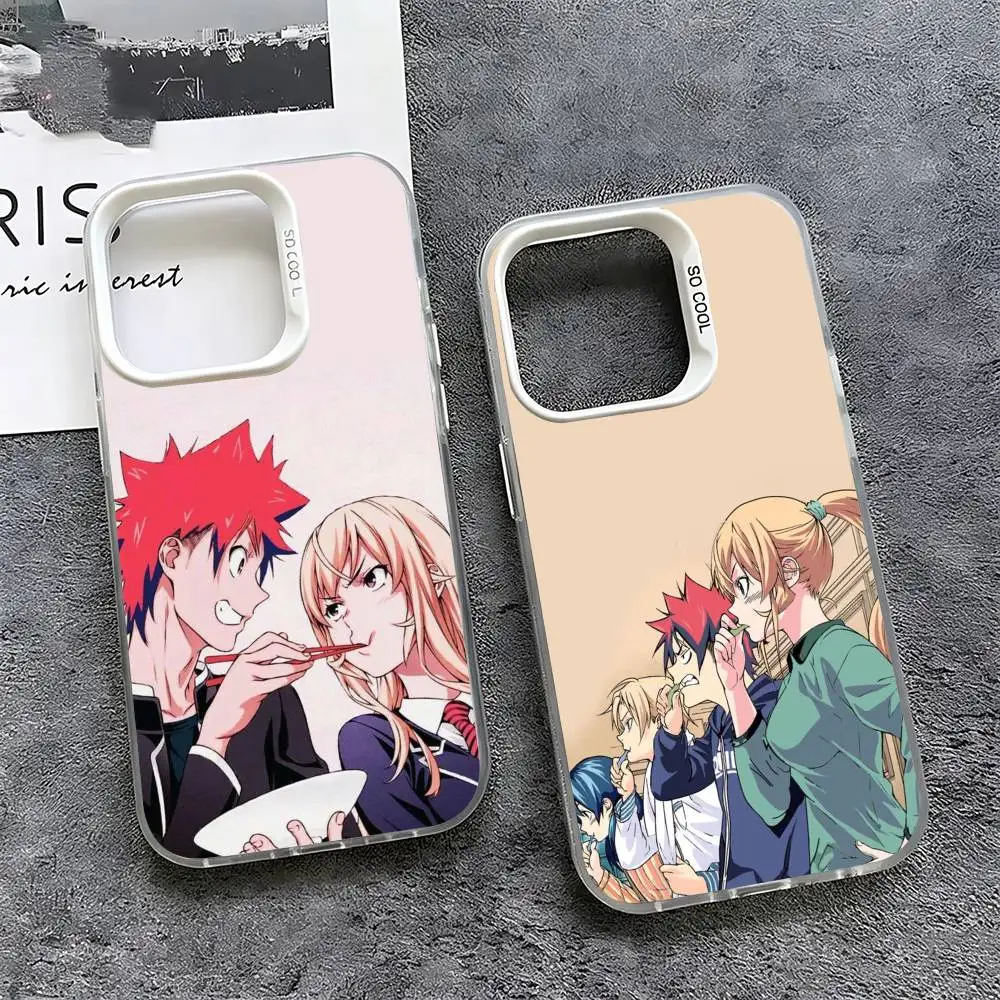 ¡Guerra de Comida! S-Shokugeki no S-Soma Funda Protectora Blanca y Plateada Compatible con iPhone 17 16 15 14 13