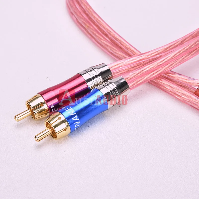 A099 1Pair HIFI RCA To Banana 4N OFC Speaker Cable Audio Cable /  0.5m 1m 1.5m 2m 3m 5m