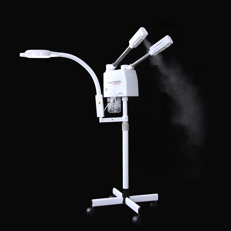 White Professional 3-in-1 Cool Hot Mist Facial Steamer with  5X Magnifying Lamp and Ozone Deep Cleansing for Salon Face Care