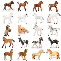 Realistic Plastic Pony Small Foal Model Figures,Tiny Horse Figurines Christmas Birthday Gift Educational Toy for Kids Toddlers