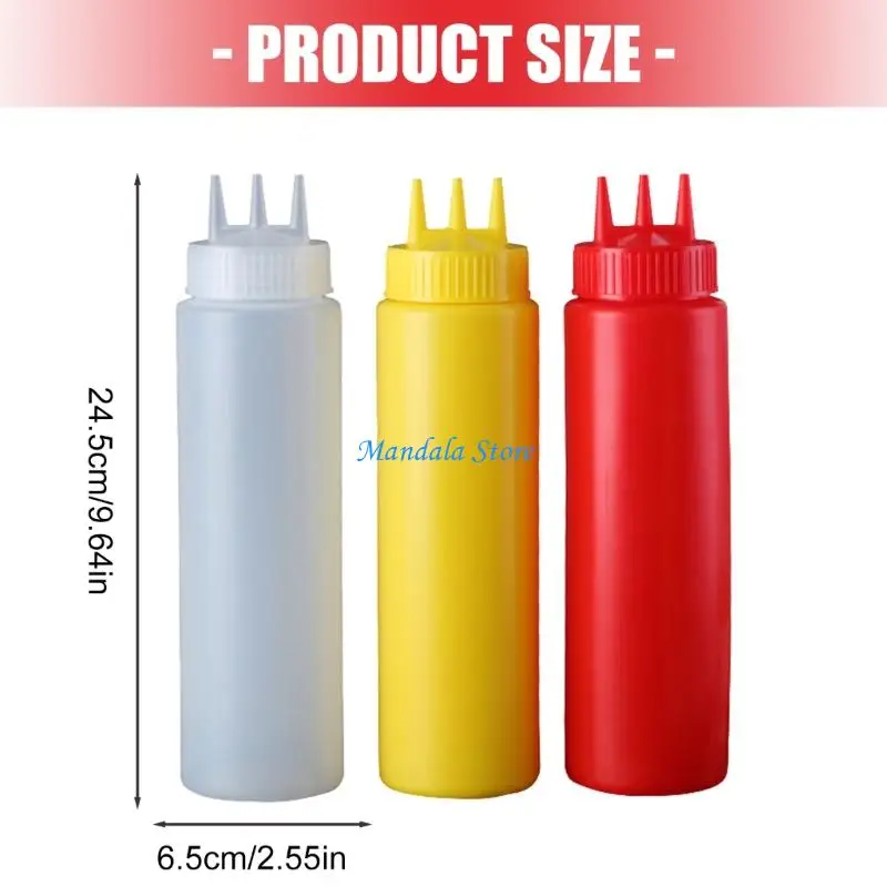 U2JC 4 Thickened Plastic Multi Nozzle Condiment Dispensers Safe Easy Storage Bottles