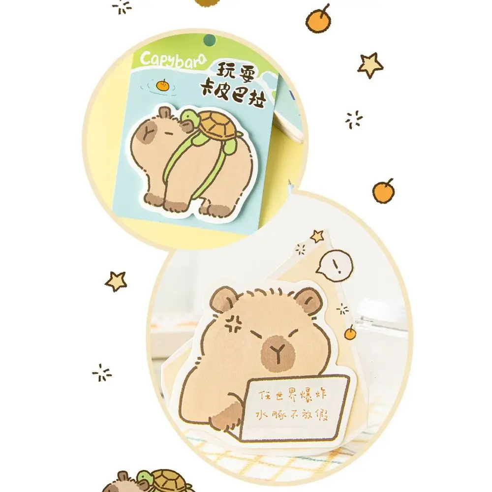 30Sheets Cute Capybara Sticky Notes Stationery Cartoon Notepad Memo Pad