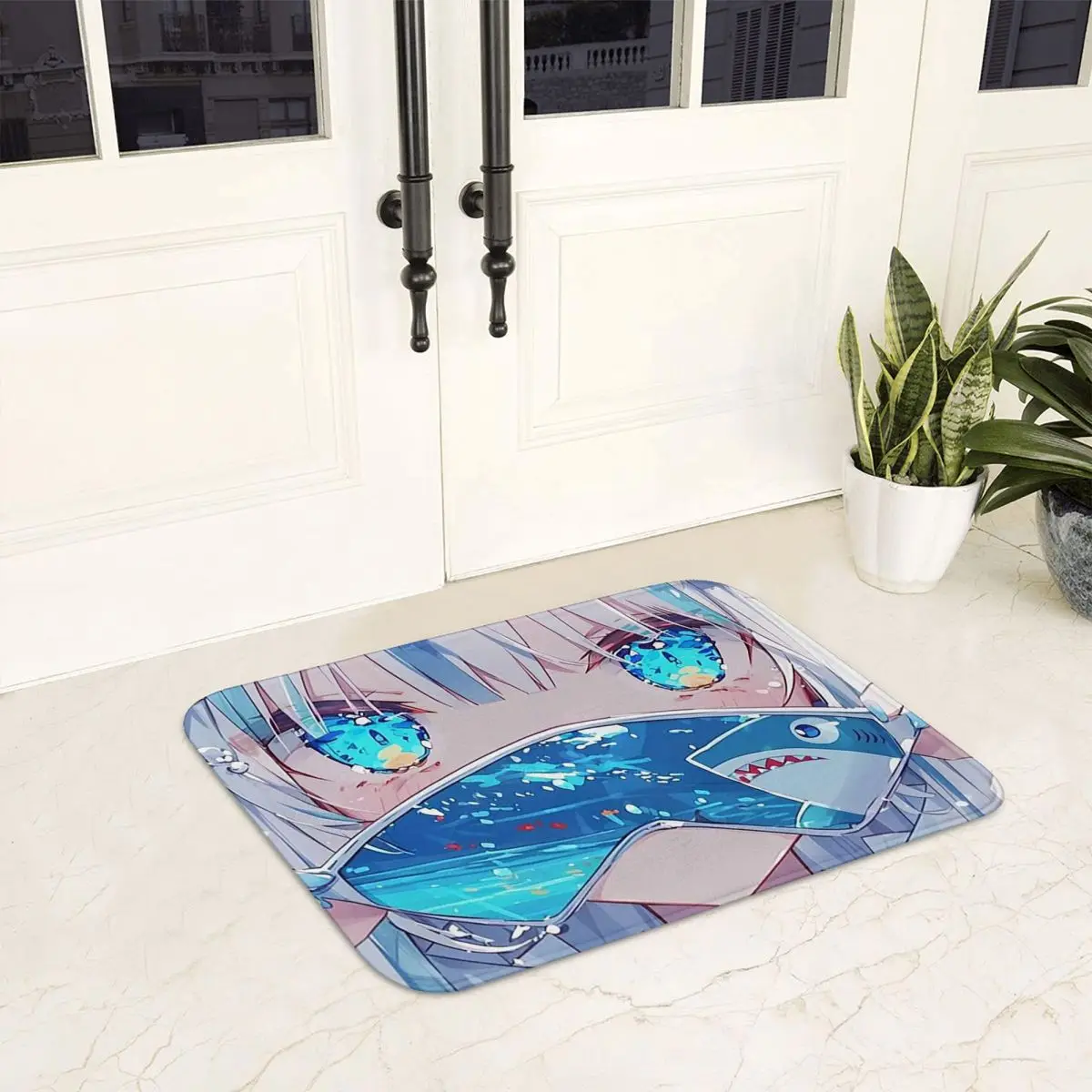 

Hololive Virtual Host Group Gawr Gura Shark Mouth Anti-slip Doormat Floor Mat Carpet Rug for Kitchen Entrance Home Footpad Mats