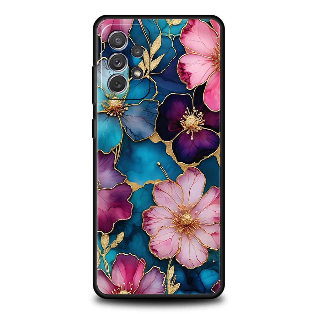 Bunte Blumen Handyhülle für Samsung Galaxy A55 A35 A15 A14 A25 A54 A51 A71 A72 A73 A32 A52 A52S A41 5G Silikonhülle Capas – Detail 6