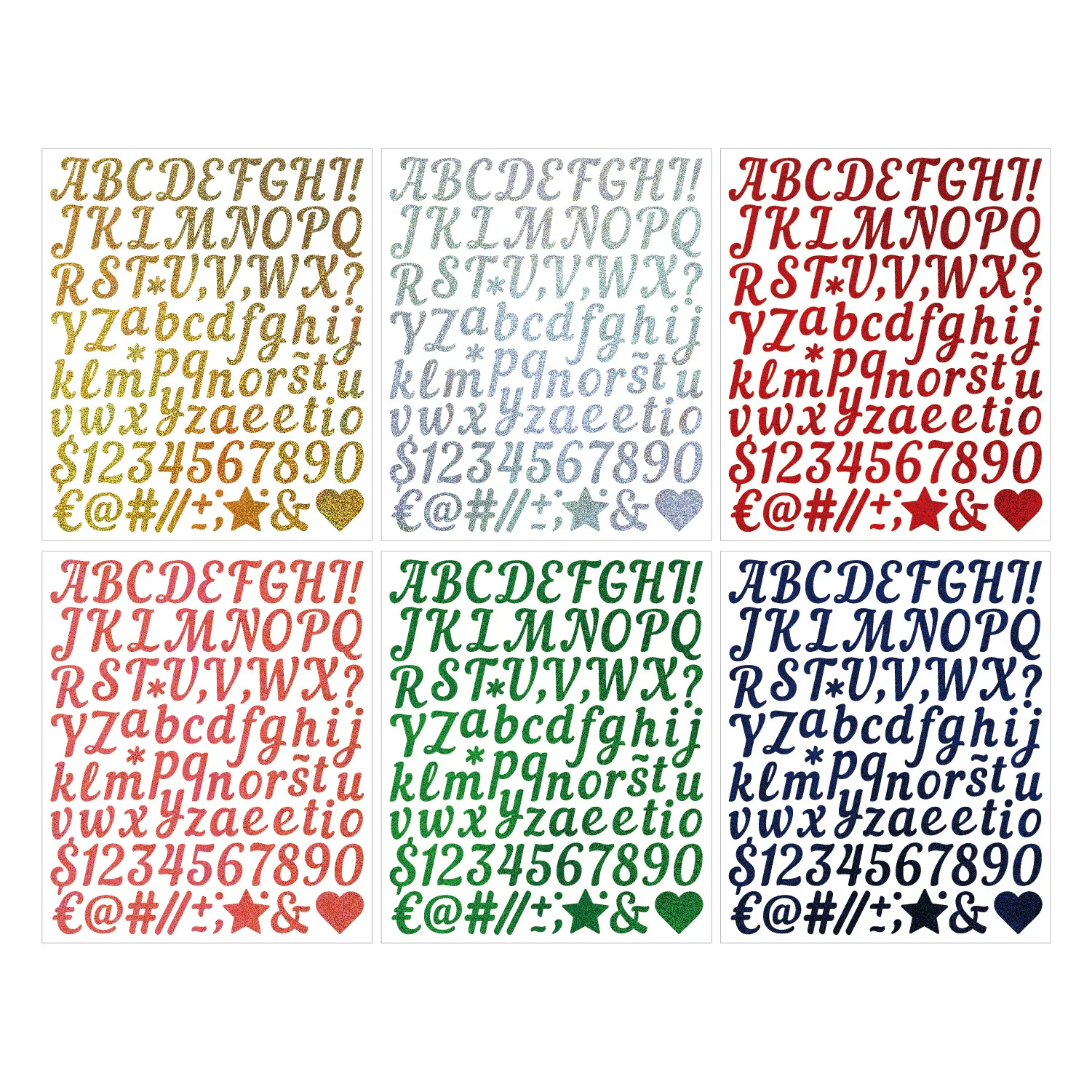 1 Inch Waterproof Gold Silver Glitter Letter Number Stickers 1pcs Handwritten Style Self Adhesive for DIY Gift Tag Scrapbooking
