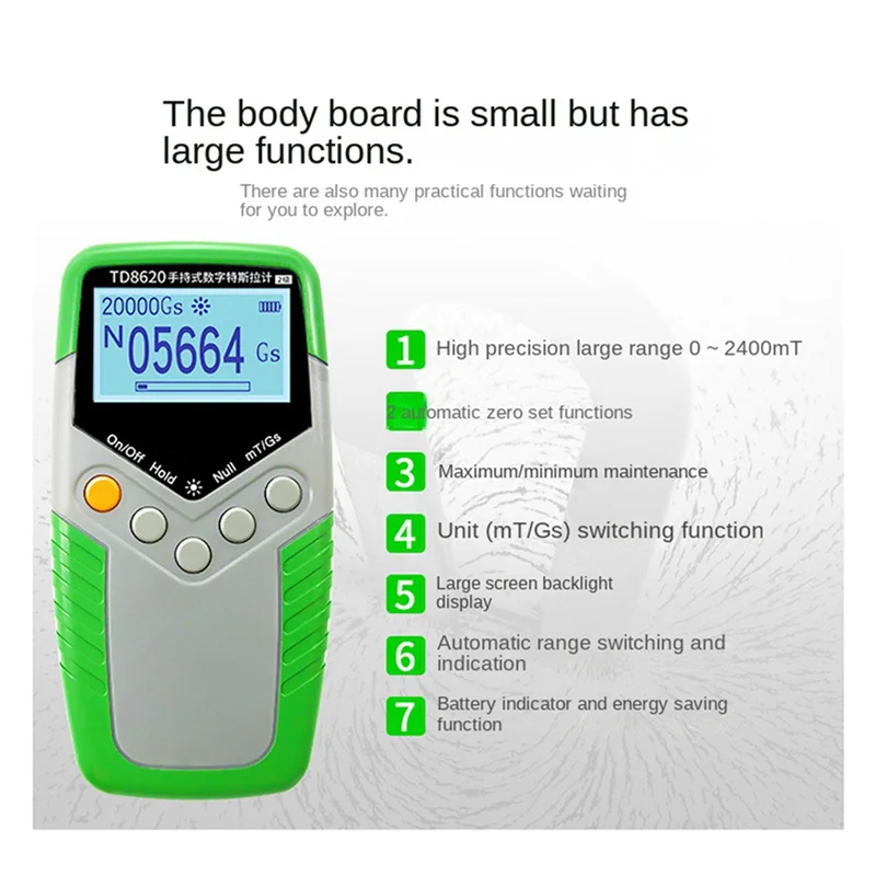 Best-2X TD8620 Handheld Digital Tesla Meter Magnetic Flux Meter Surface Magnetic Field Test 5% Accuracy