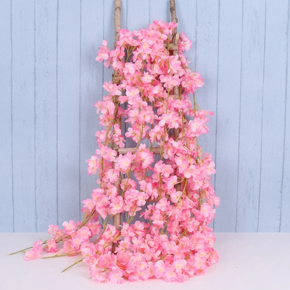 180Cm Artificial Flowers Sakura Vine Wedding Supplies Outdoor Garden Rose Arch Home Decor Wall Hanging Fake Flower Decoration