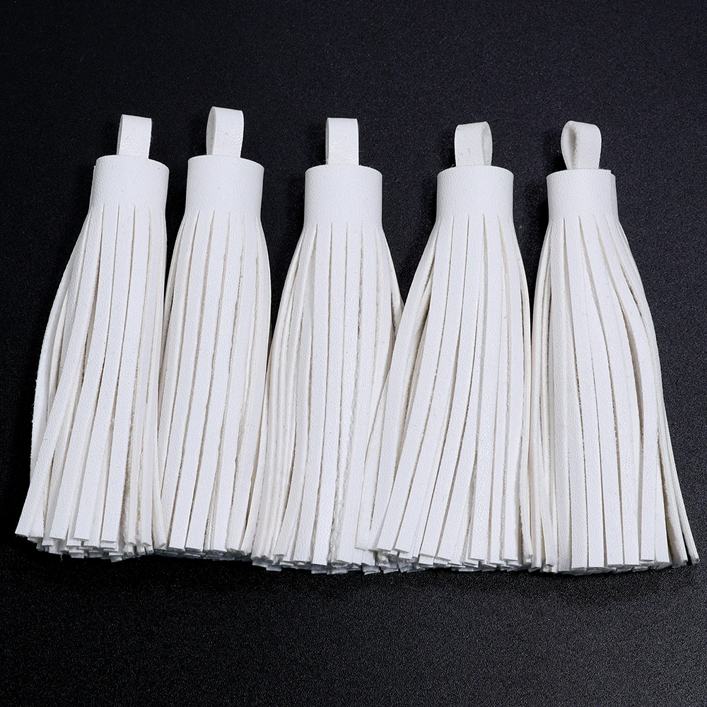 5pcs/lot 60/80mm Pure Color Vintage Leather Tassel Pendants  for  Bag Clothes Handbag Decoration Trims DIY Handiraft Accessories