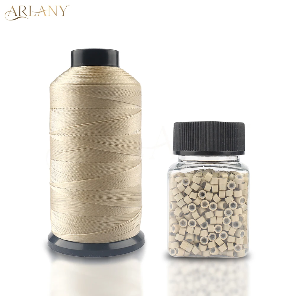 ARLANY 1000 Stuks Micro Ringen Links Kralen Inslag Extension Kit Met Nylon Gebonden Naaigaren Voor Naai-In Inslag haarverlenging