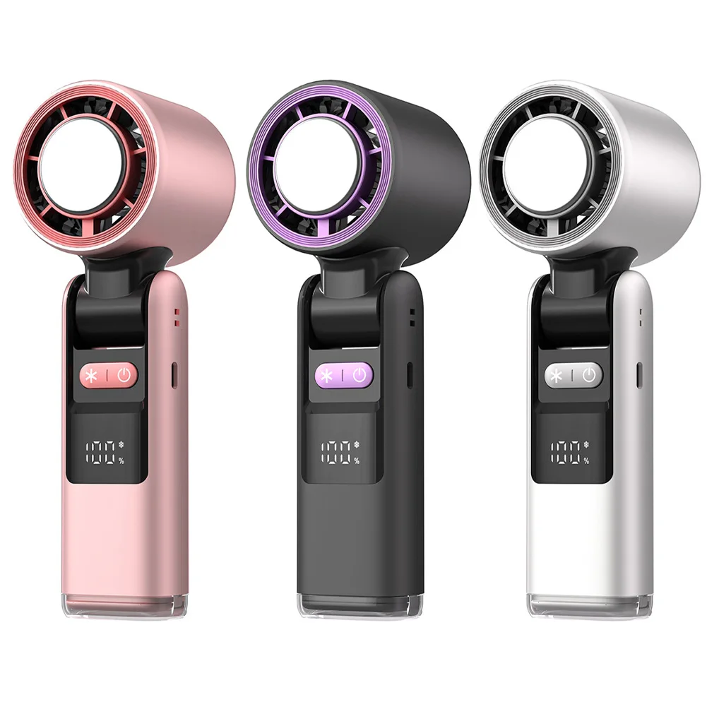 Portable Handheld Fan Outdoor Cooling Fan Camping Pink High Speed Portable Fan Mini Fan Versatile Use Digital Display