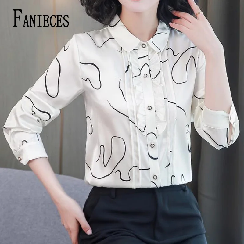 FANIECES-Blusa de Manga Longa Feminina, Camisa OL, Desgaste do Trabalho, Tops Formais, Roupas Curtas, Senhoras, S-4XL