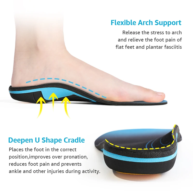 3ANGNI Sport Running Insoles For Men Women Arch Support Insoles for Plantar Fasciitis Shoes Insole Flat Feet Foot Pain Heel