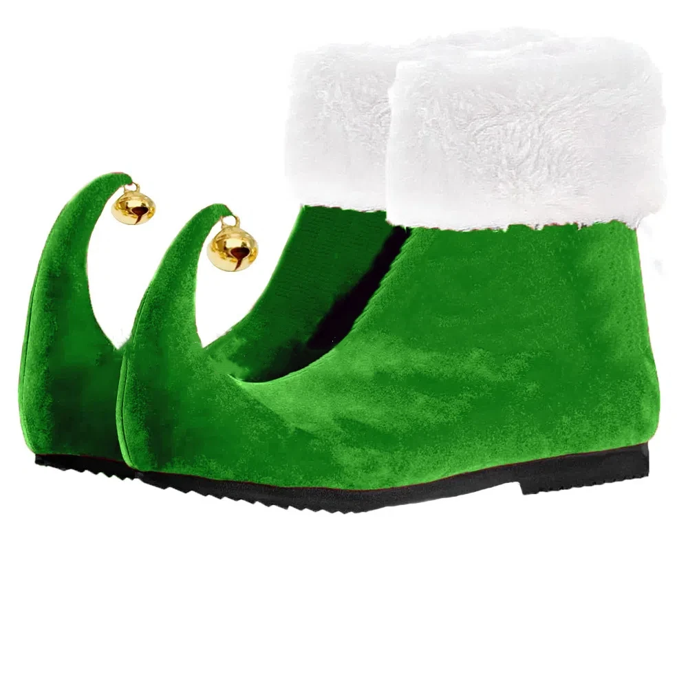 Weihnachtself Weihnachtsmann Stiefel für Erwachsene Unisex mit Glöckchen Rote Schuhe Knöchelhohe Stiefel Rollenspiel-Zubehör Party Bühnen-Performance-Requisite – Detail 4